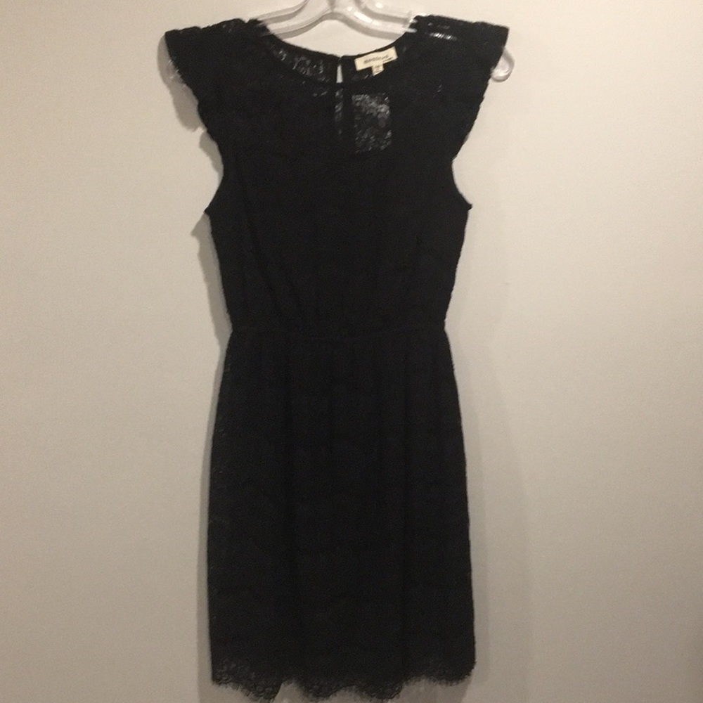 MONTEAU Cap Sleeve Lined Black Lace Dress Size S - Picture 2 of 12
